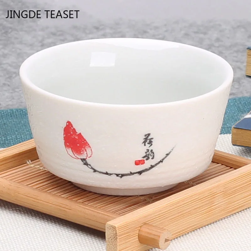 4 pcs/lot Chinese Ceramics Teacup Set High-quality handmade single cup Tea bowl Master Cups Individual Cup Teaware Drinkware