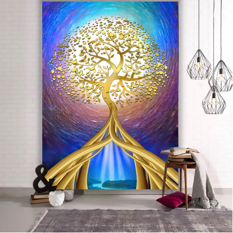 

Colorful Tree Of Life tapestry Mysterious Home Art Landscape Wall Pendant Psychedelic Large Size Sofa Blanket Yoga Mat Decor