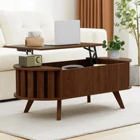 Lift Top Coffee Table with Storage,47.2" Oval Coffees Tables with Open Fence Storage, Mid Century Coffee Table with Lifting top 1