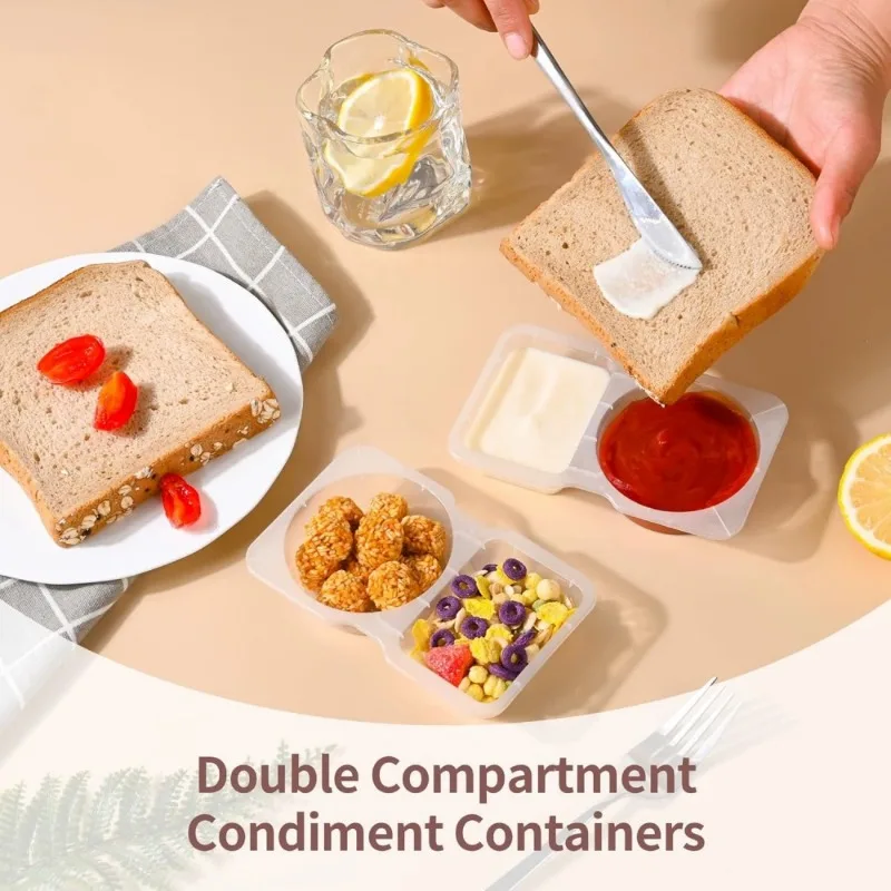 Snack Containers Double Compartment Reusable Snack Packs 2 Compartments With Lid For Home School Daily Outdoor Picnic