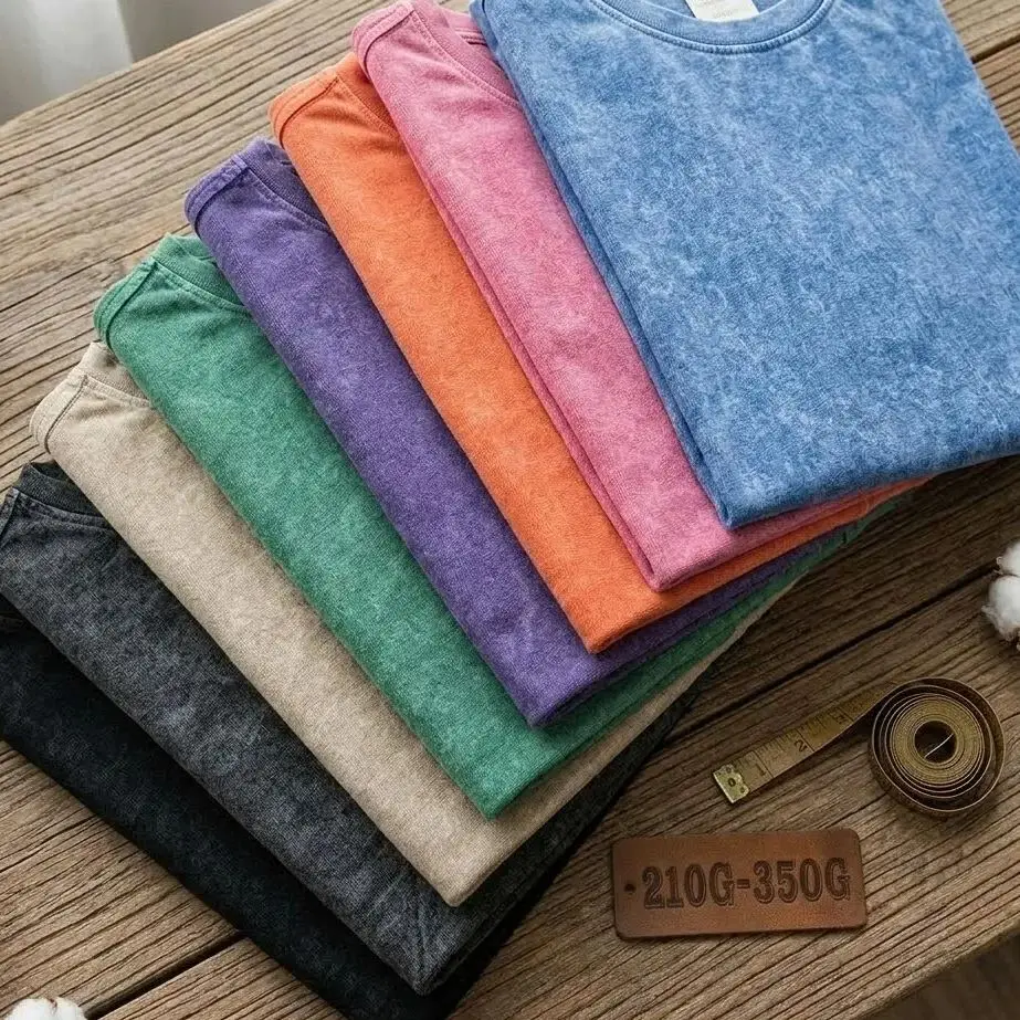 Summer Men's 100% Cotton Oversized Vintage Washed T-Shirt Short Sleeve Cotton Tee Retro Plain Casual Loose Streetwear Clothing