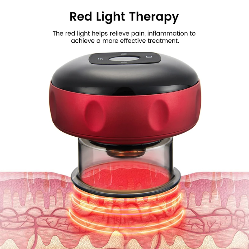 Electric Vacuum Cupping Massage Red Light Therapy Anti Cellulite Wireless Massager For Body Gua sha Scraping Fat Burner Slimming