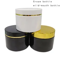 10pcs/lot 250/300/500ml Plastic Cosmetic Cream Jar With Electroplating lid Plastic Pot Storage jar PET Container Empty Food Cans