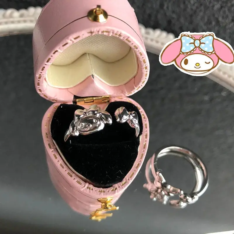 

Sanrio Kawaii Kuromi Мультяшные кольца открытый дизайн My Melody модные ювелирные изделия Регулируемые девушки подарок на день рождения