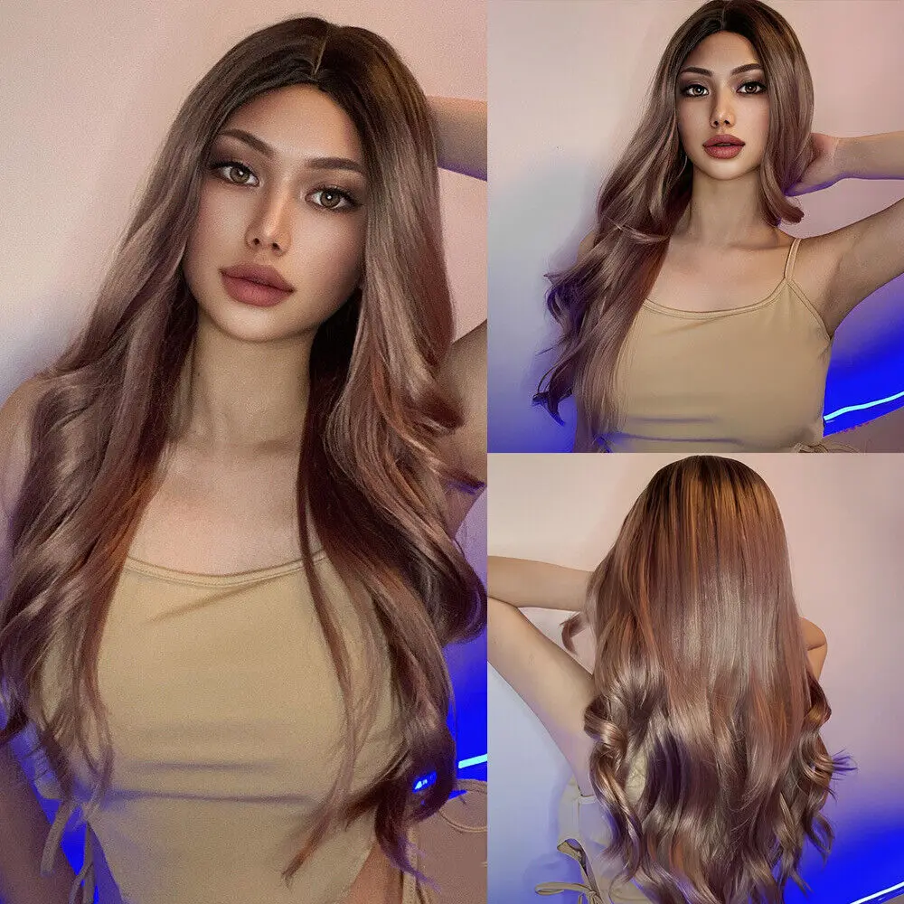 

Long Wave Ash Purple Synthetic Body Fanshion for Women Wigs Daily Use