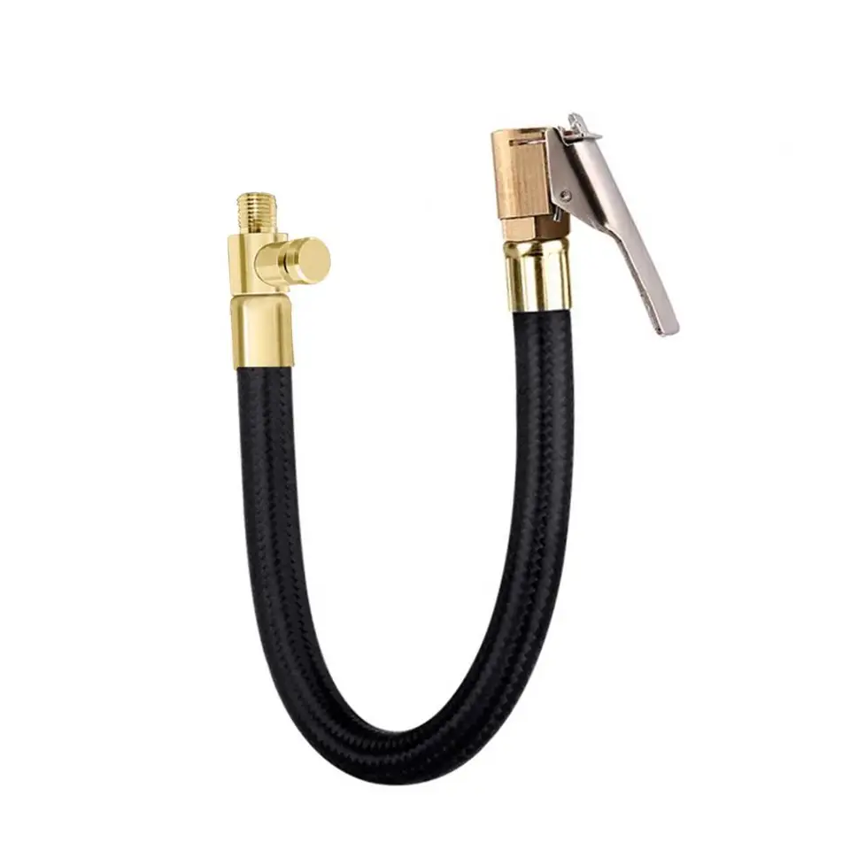 12 Inch Tire Inflator Extension Hose - Copper & Rubber Air Chuck Adapter For Car & Motorcycle