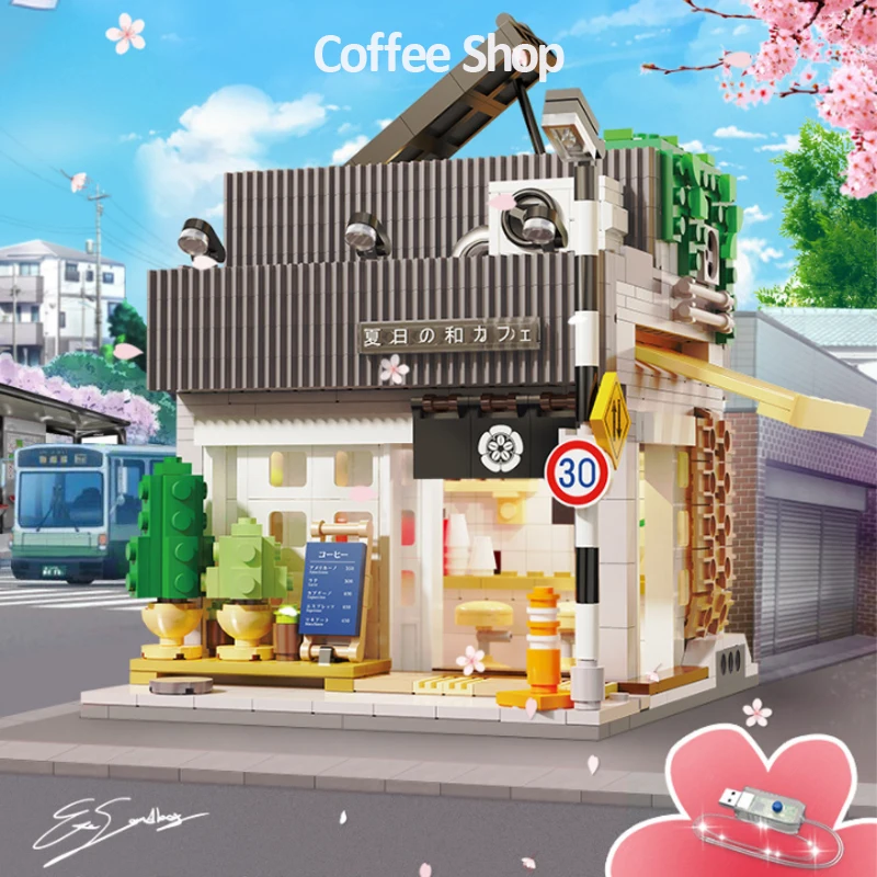 Tanio Japońska ulica miasta widok letnia bryza kawiarnia dom sklep