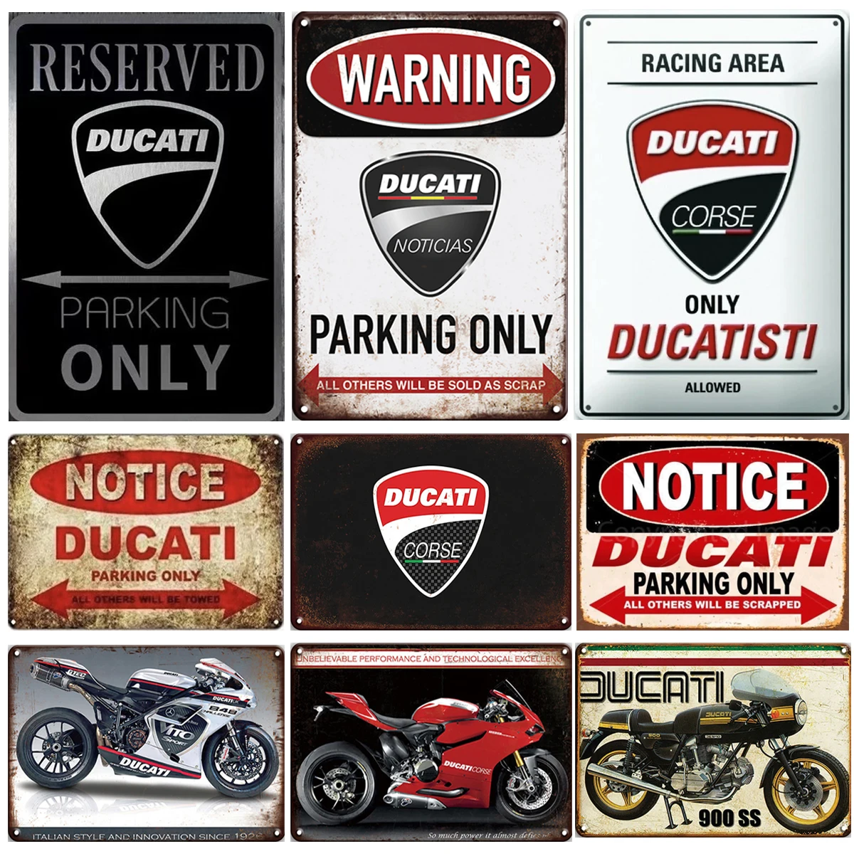 

Ducati For The Garage Plaque Metal Sign Vintage Wall Poster Vintage Retro Room Home Industrial Hanging Decor Art Tin Sign Plate