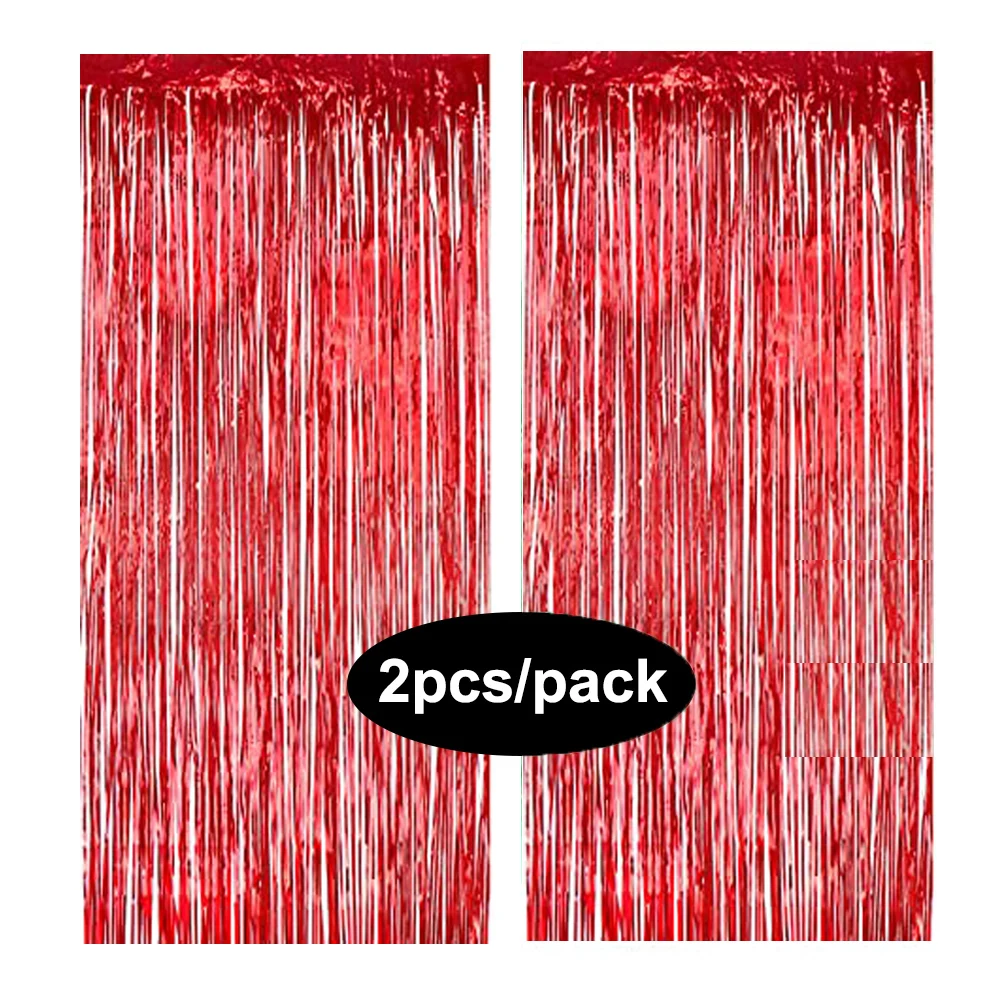 Glamorous Multi-Color Foil Fringe Curtain Set for Party Backdrop Decorations