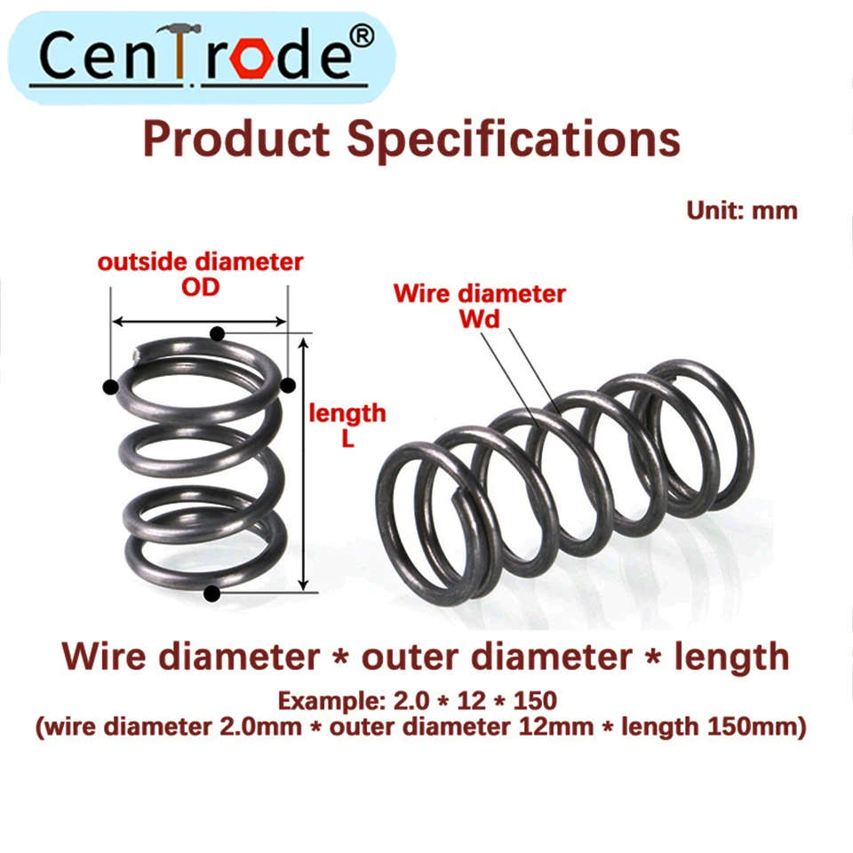 MroMax Diamètre Du Fil : 0,1 Cm, Diamètre Extérieur : 0,88,9 Cm, Longueur Libre : 2 Cm, Ressort Compressé Prolongé