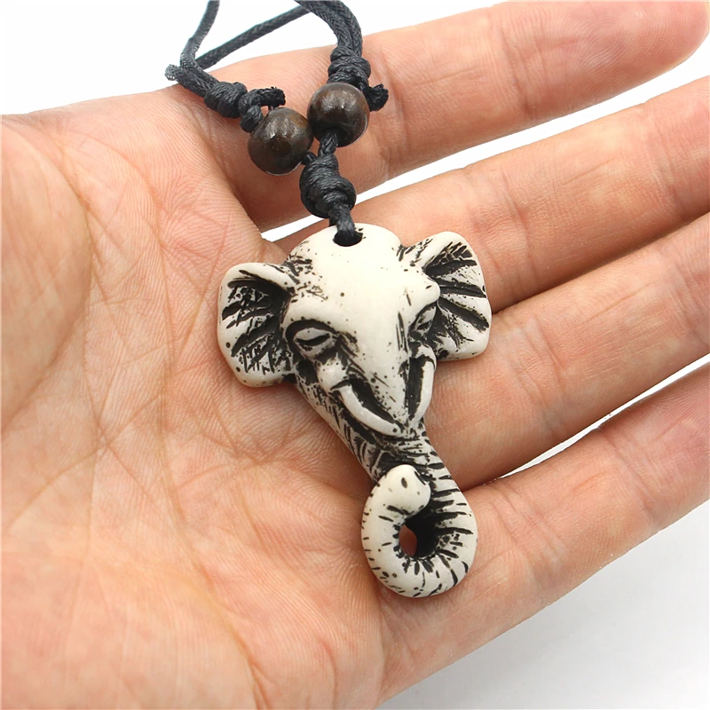 Yak Bone Tribal Style Elephant Necklace,Elephant Carved Neckpiece,Long –  karmanepalcrafts