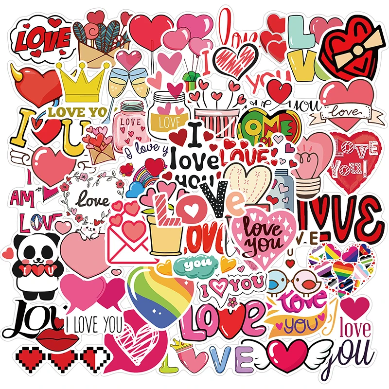 10/30/50PCS Cute Love Sticker Aesthetic Children's PVC Sketchbook Decoration Scrapbooking School Stationery Supplies for Kids