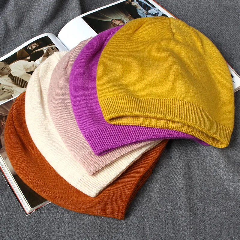 Popular Unsex Autumn Winter Hat For Women Solid Bright Color Soft Cashmere Beanies Best Matched Men Warm Skullies Gift 2
