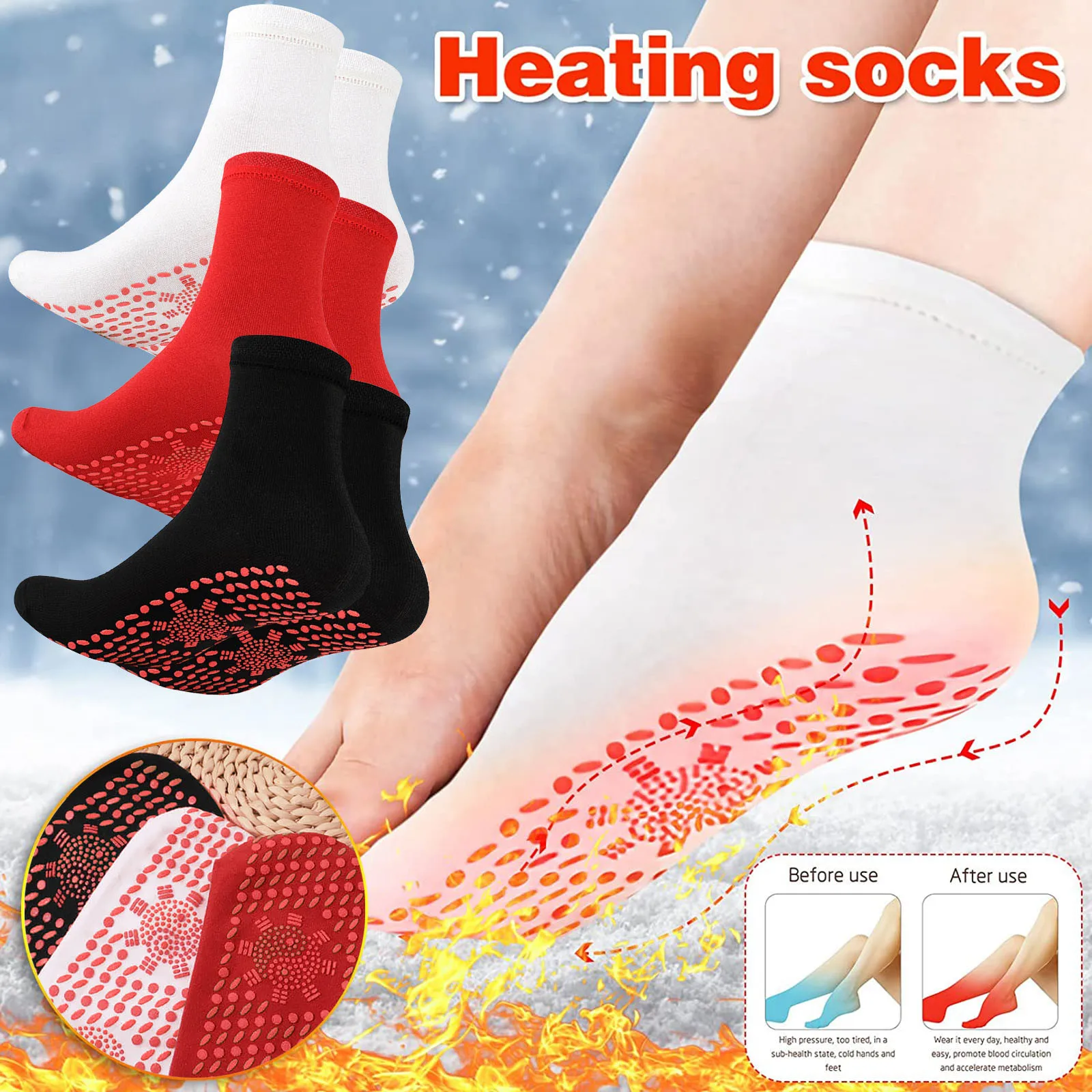 Chaussettes à pression magnétique auto-chauffantes pour femme et homme,pour  thérapie de magnétisme et massage, confortables et chaudes pour l'hiver, -  AliExpress