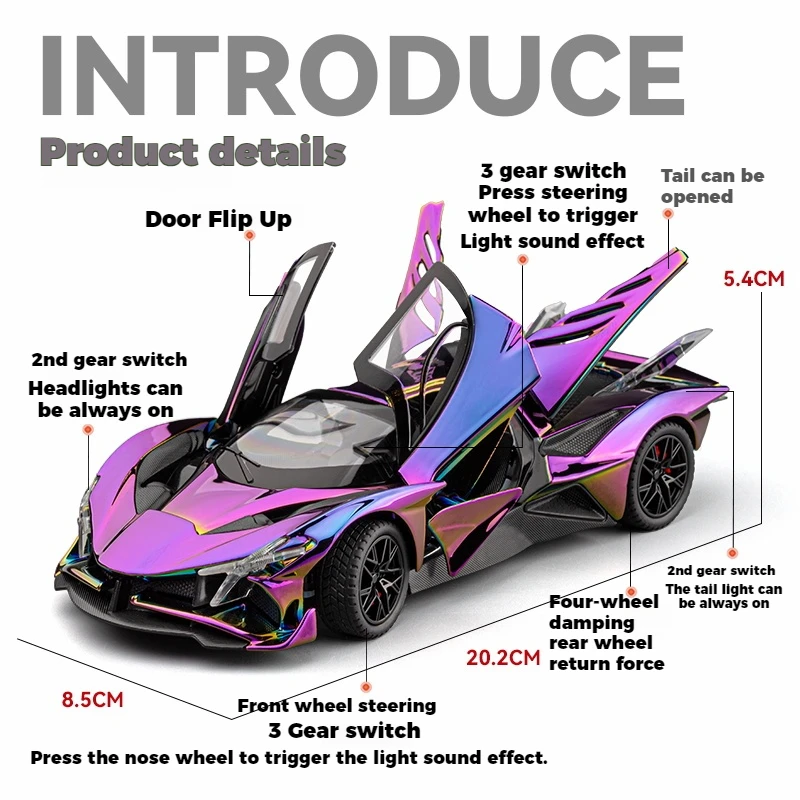 1:24 Apollo Project EVO Electroplated Sports Car Alloy Model