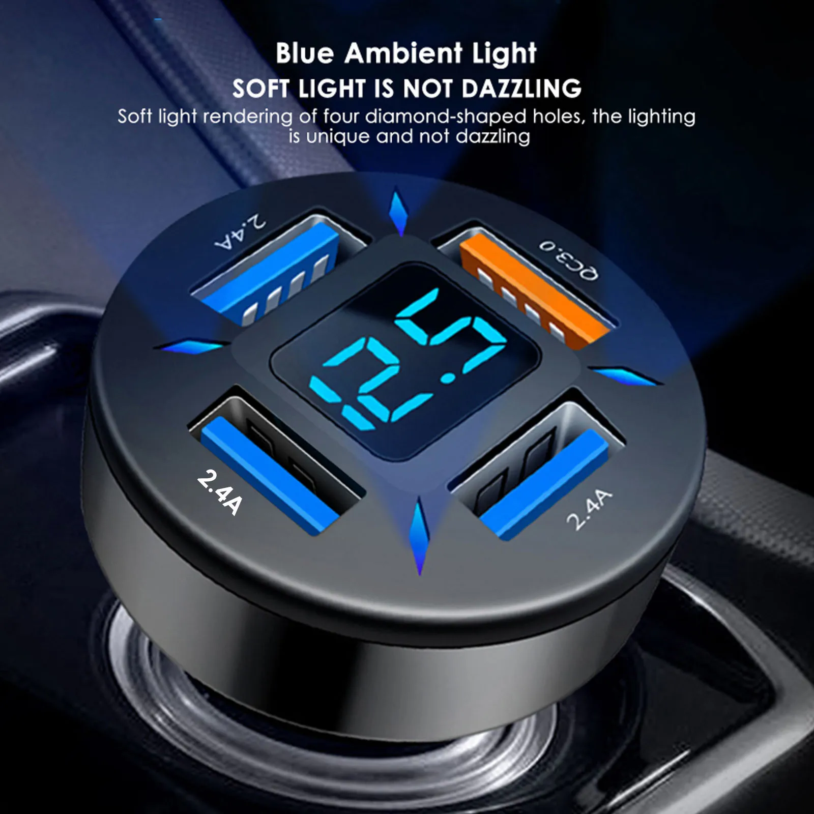 

4 Ports USB PD Quick Car Charger QC3.0 Type C Fast Charging Car Adapter Cigarette Lighter Socket Splitter For IPhone Xiaomi 1 Pc