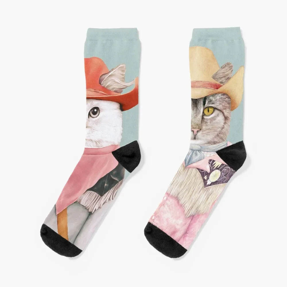 

Cowboy Cats Socks Non-slip Stockings compression with print custom sports Socks For Men Women's