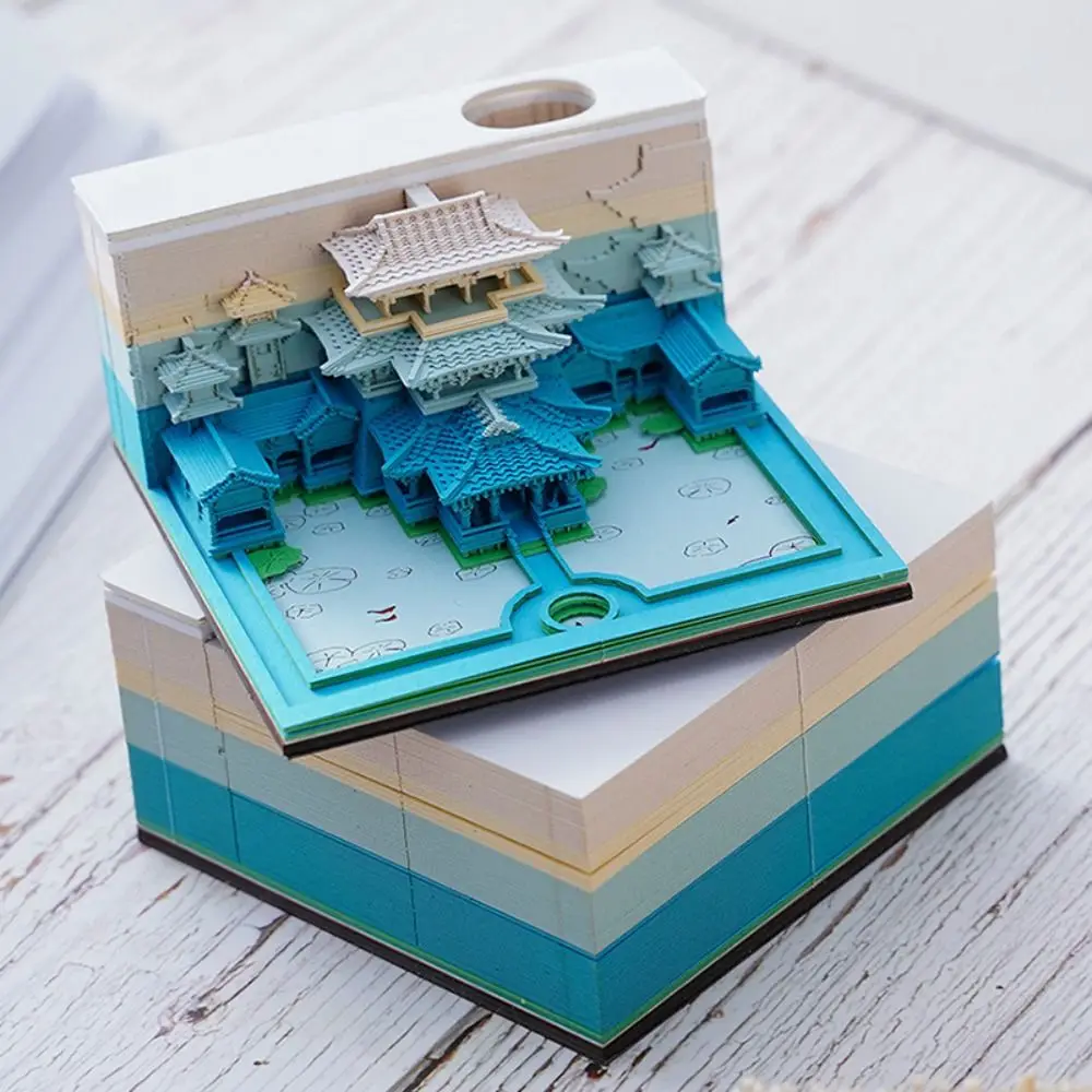 

Handmade Crafts 3D Carving Sticky Notes Message Paper Temple Castle Universe 3D Sticky Notepad Hand-tear Post Memos