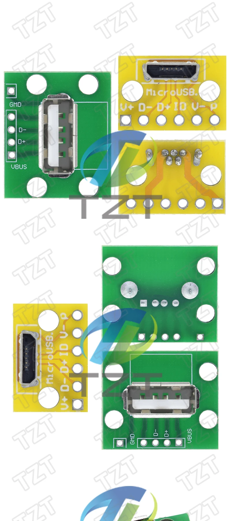 TZT 1/5/10PCS Vertikale USB Micro USB 2,0 Weibliche Kopf EINE Stecker 2,54mm PCB Konverter Adapter breakout Board 180 Grad Vertikale – Detail 2