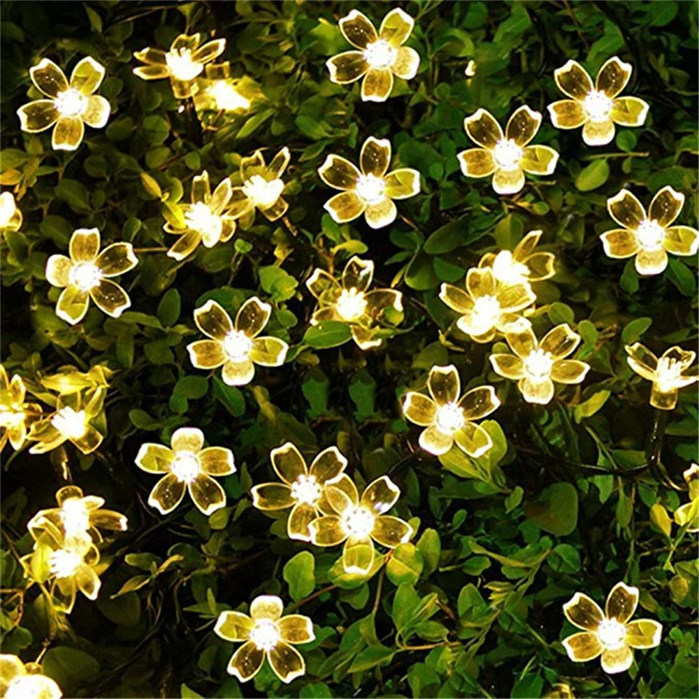 

Solar Garlands Light 5m 7m 12m 22m Peach Flower Solar Lamp Power LED String Fairy Lights 6V Garden Christmas Decor For Outdoor