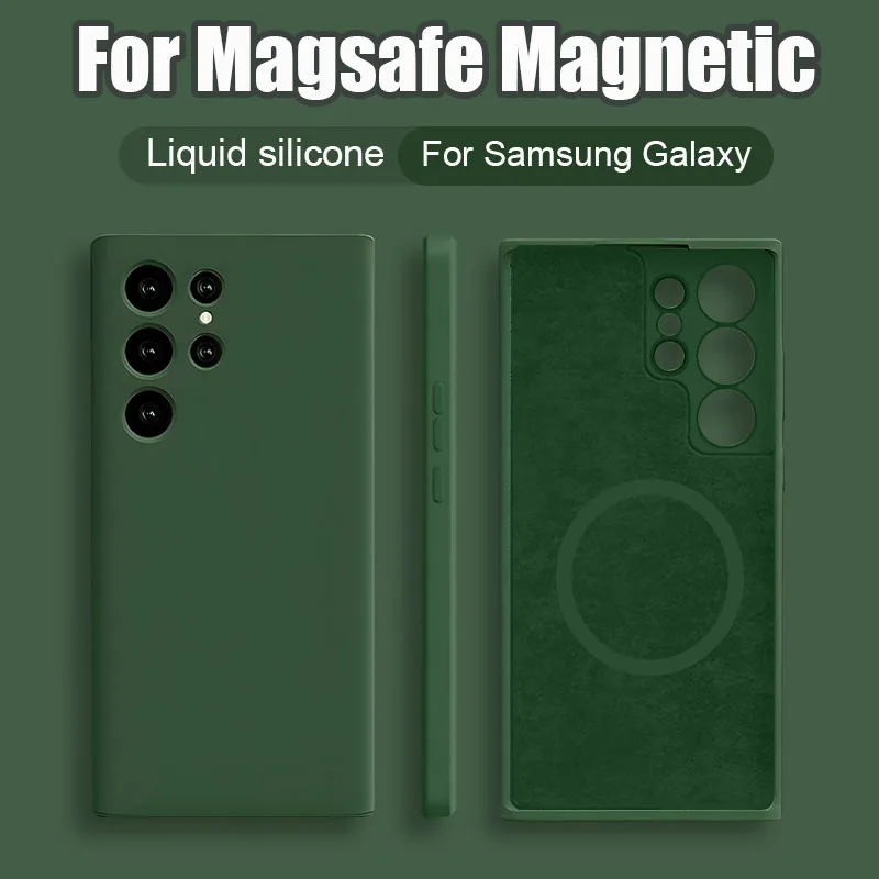 Magnetic Wireless Charging Shockproof Liquid Silicone Soft Back Cover