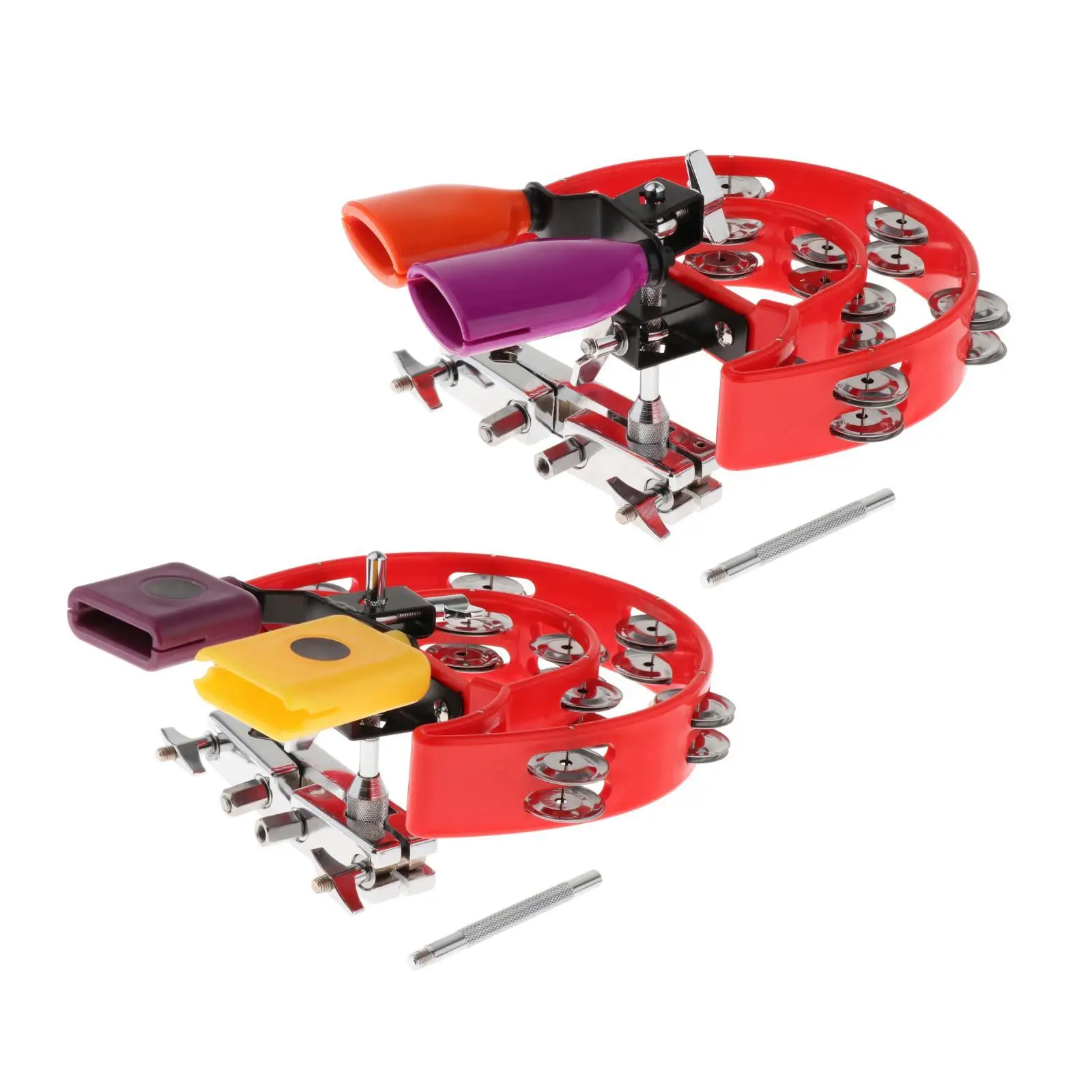 Clamp Held Tambourine Bell Musical Percussion Block Music Instrument high and