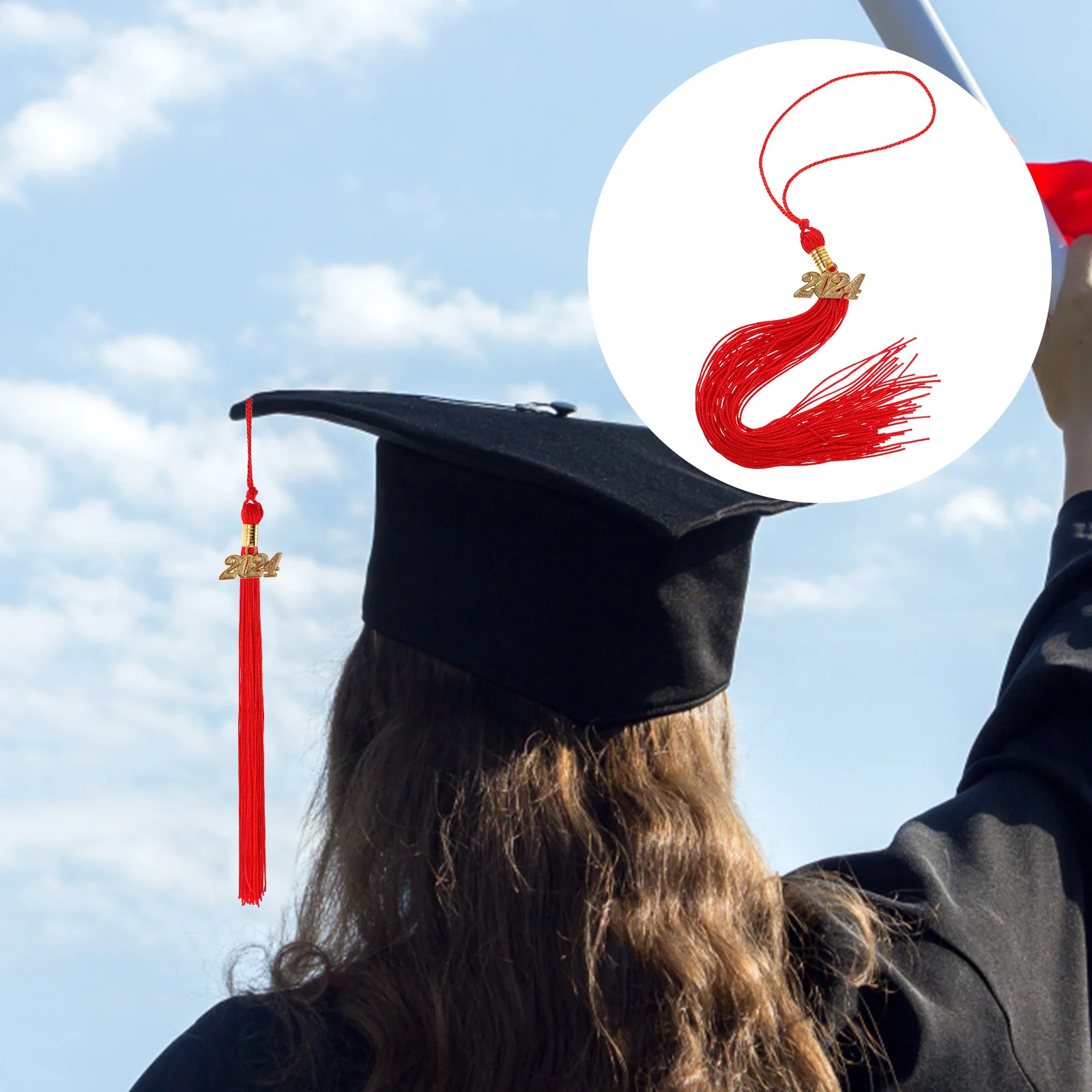 

Tehaux 2024 Graduation Tassels Charms Academic Grad Hat Ceremonies Accessories Red