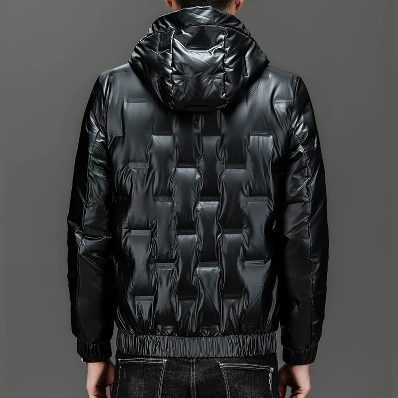 New Trendy 80% White Duck Down Sport Coat Winter Fashion Bright Color Warm Jacket Thick Thermal Hooded Outwear