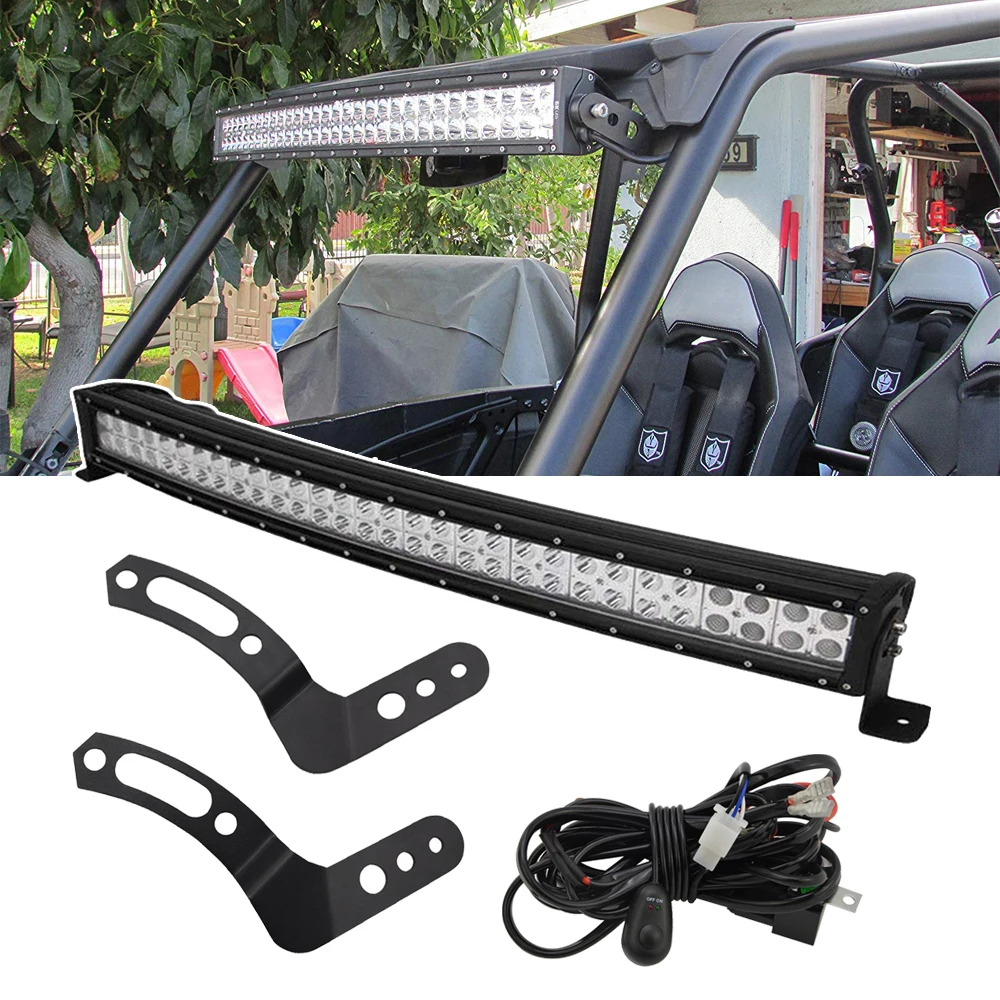 

UTV Accessories 30" 180W High Power Curved LED Light Bar w/ Below Roof Mounting Bracket +Wiring Kit For Polaris RZR 900 1000 800