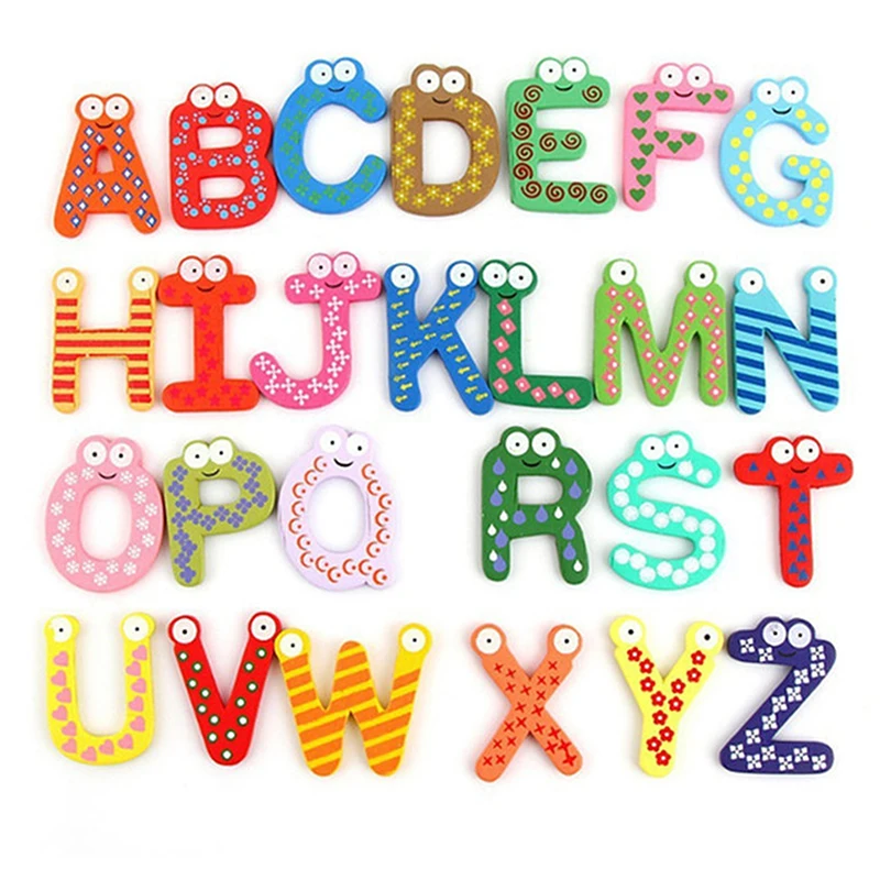 Description Picture 2 of item1Set Magnetic Learning Alphabet Letters Fridge Magnets Refrigerator Stickers Wooden Educational Kids Toys for Children