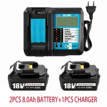 

With LED Charger Makita 18V Electricdrill BL1830 DC18RC DC18SF 8Ah Li-Ion Rechargeable Battery 18650 Suitable for Power Tools