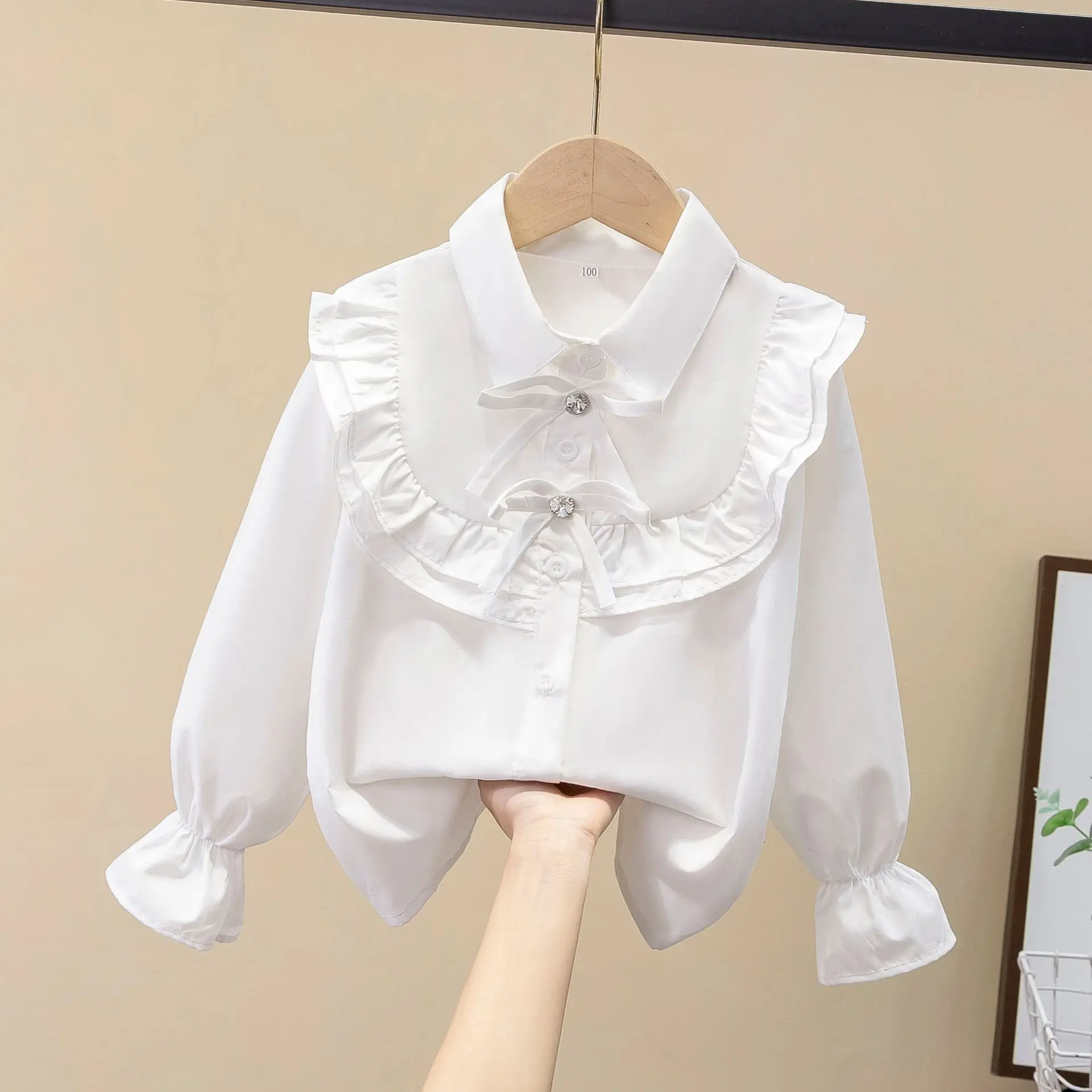 Chemise école Manches Longues Fille En Coton - Col Classique, Unie, Pour Uniforme Scolaire, Rentrée, Occasions Formelles