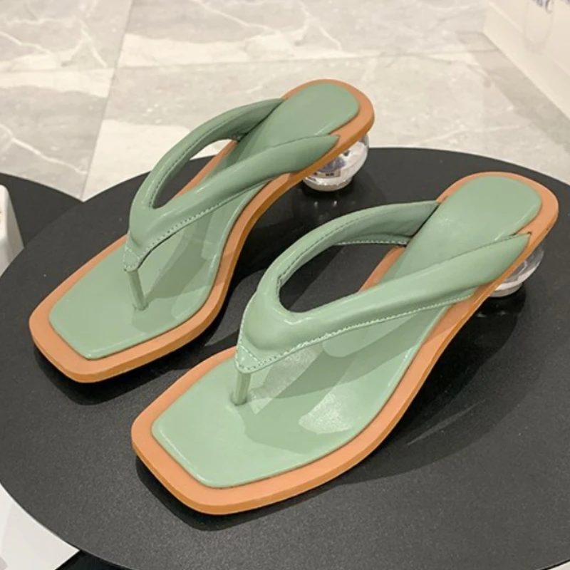 

Женские шлепанцы с квадратным носком, уличные универсальные сандалии на каблуке, 2022