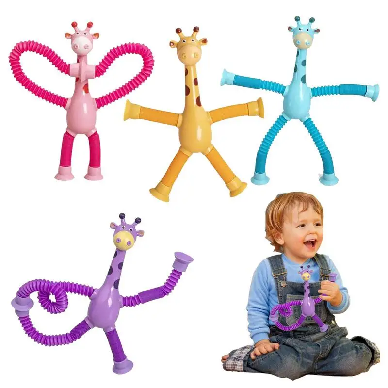 

Telescopic Giraffe Toy Shape Changing Giraffe Telescopic Tube Toy Suction Cup Decompress Novel Sensory Toys Gifts