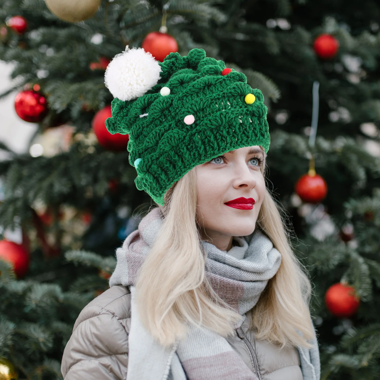 

Unisex Knitted Hat Christmas Cap Handmade Xmas Hat for Adult Women and Men
