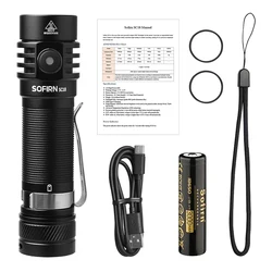Compact Rechargeable LED Flashlight with TIR Optics and Power Indicator (Black)