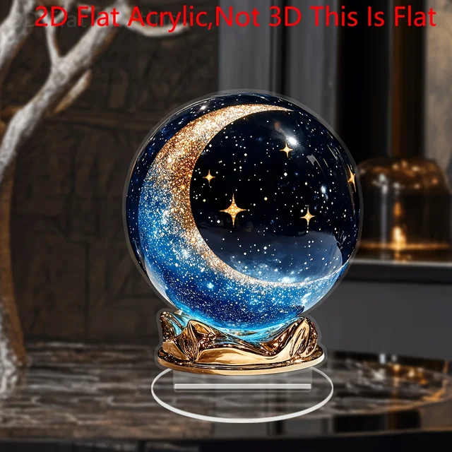 Boule de cristal de Style bohème 2D, Figurine plate en acrylique, pour la maison, le bureau, le café, la salle, le Studio, vitrine, ornement de Table, Kit de décoration de bureau 2