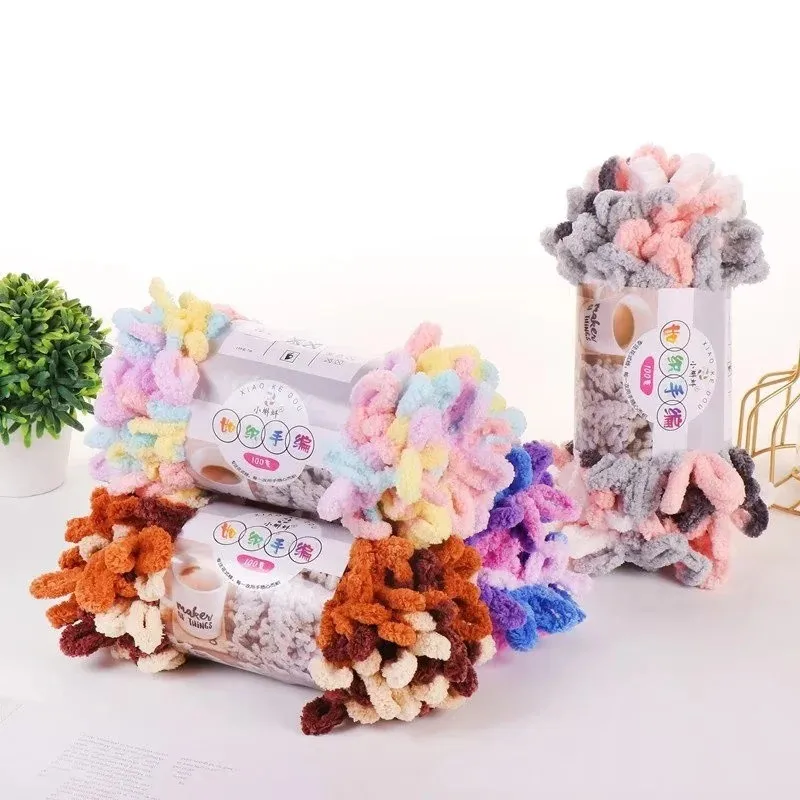 100g/pc DIY Finger Circle Line Rainbow Color No Tool Needed Zero Foundation Exquisite Woven Throw Pillow Scarf Blanket Scarf 3