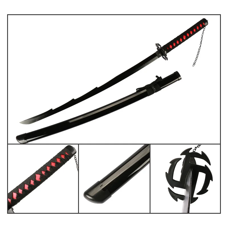80cm Anime Bleach Katana Swords Kurosaki Ichigo Ninja Blade Cosplay Prop Wooden Anime Katana  Zangetsu Decorative 4