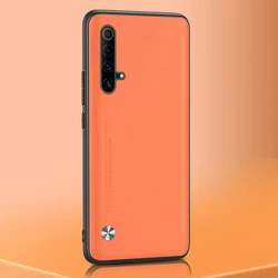 Luxury PU Leather Matte Silicone Shockproof Phone Case for Realme X3 (Orange)