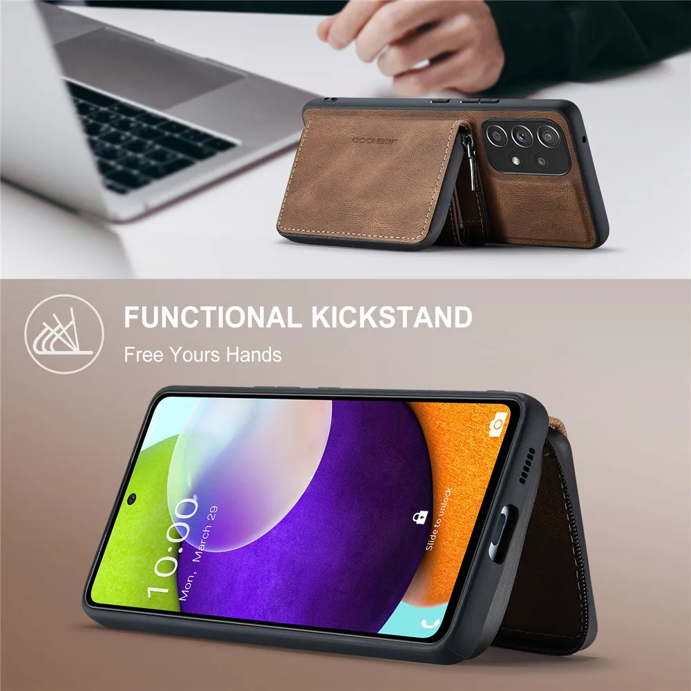 Premium 2-in-1 Leather Wallet Case with Detachable Card Holder & Magnetic Flip Cover