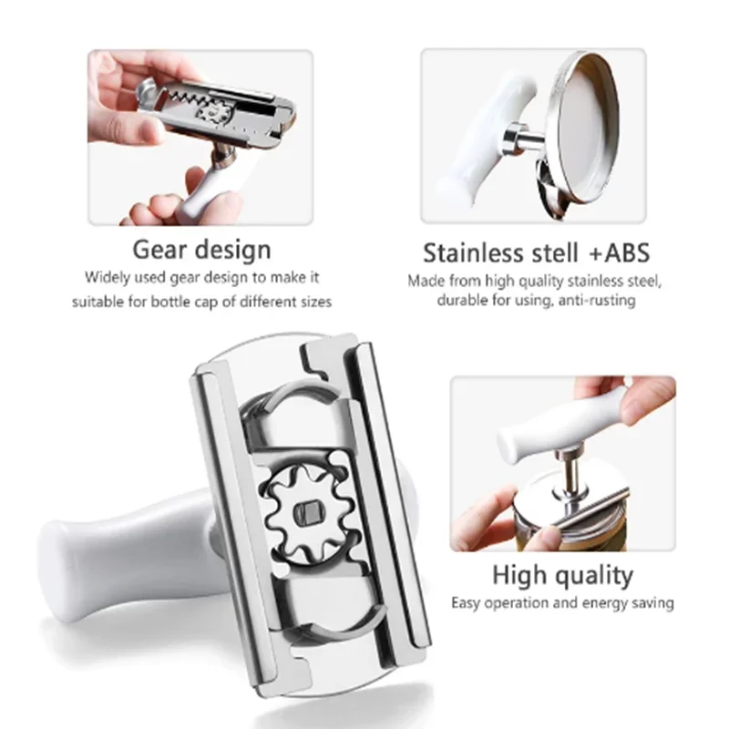 Can Opener for Kitchen Gadget Multi-function Adjustable Bottle Stainless Steel Lids Off Jar Opener Labor-saving Screw