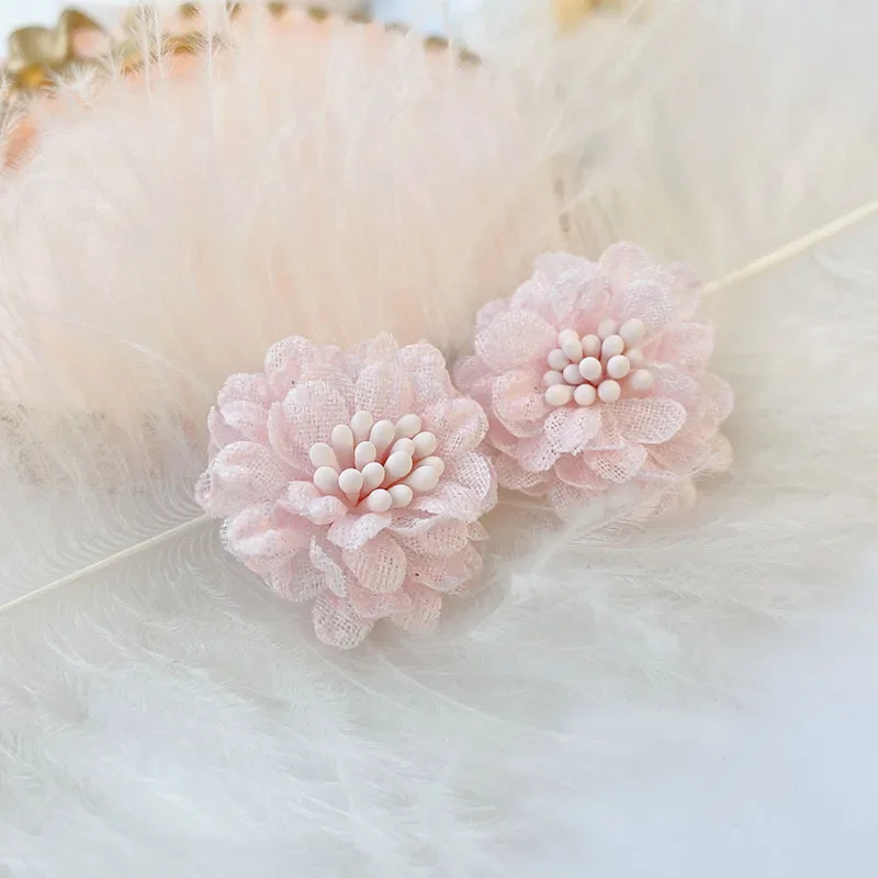 DIY 수제 액세서리, 미니 입체 패브릭 꽃 의류 귀걸이 디자인 모자를 쓰고 있죠 의류 장식 재료