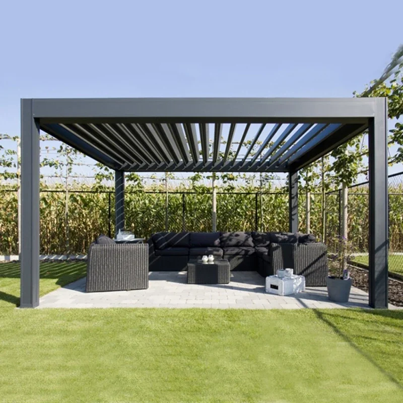 

Modern Automatic Patio Gazebo Outdoor Arches Bioclimatic Aluminium Pergola Opening Louvred Roof