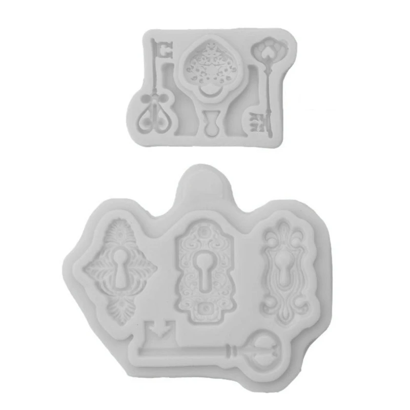 

N58F 2x Epoxy Resin Silicone Molds for Key Lock Necklace Mold Keychain Jewelry Making
