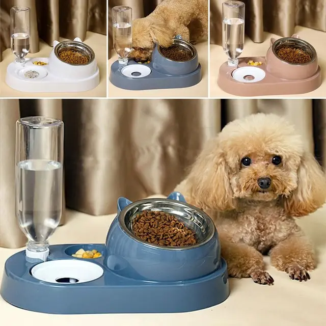 New 2-in-1 Cat Bowl Water Dispenser Automatic 5