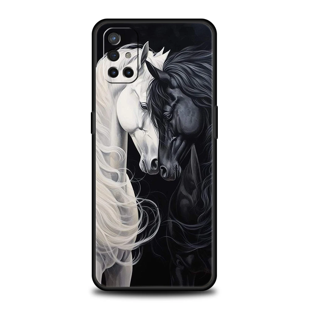 Black and White Galloping Horses Phone Case Cover