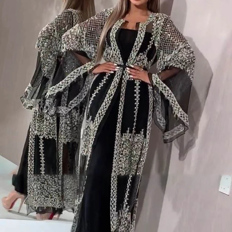 

2022 new European and American women's dress bronzing big swing sexy long dress draped shoulder party evening dress