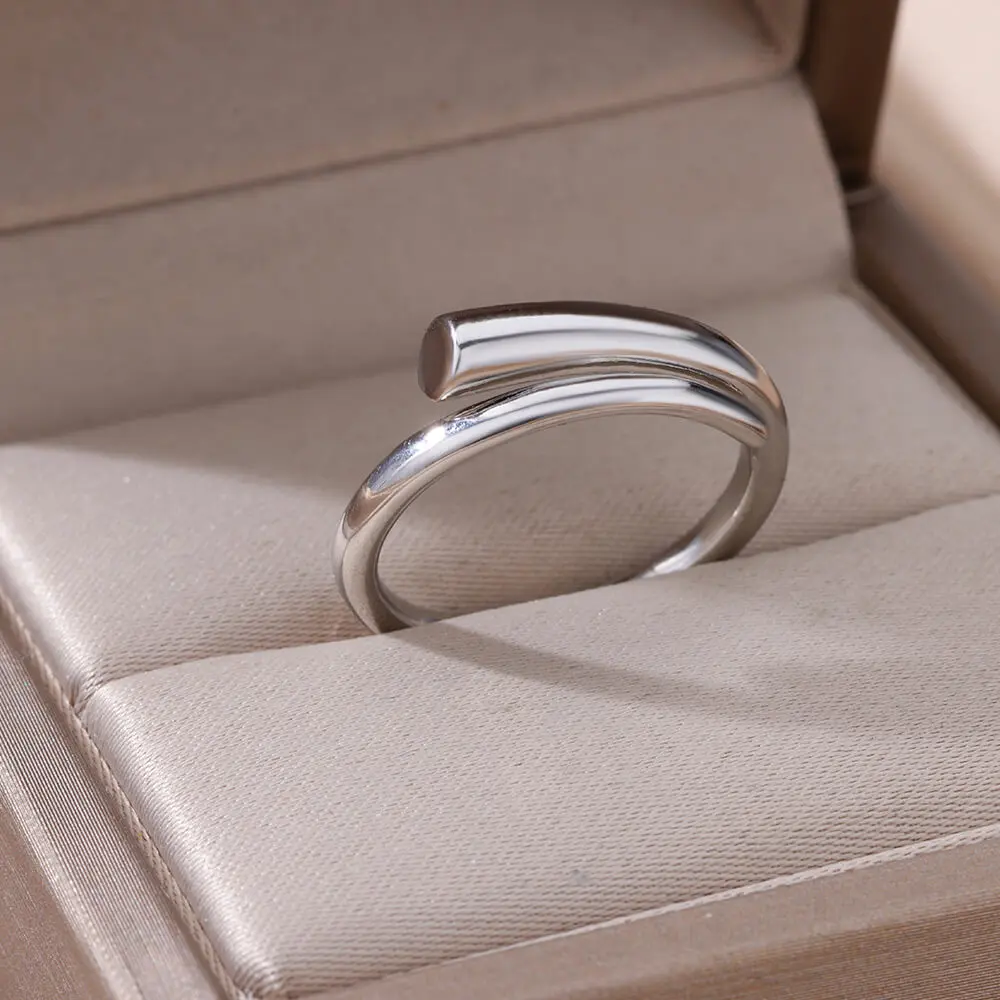 Glossy Stainless Steel Rings for Women