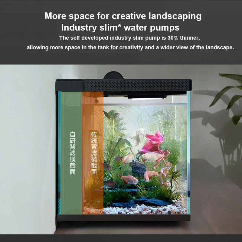 Xiaomi Mijia Smart Fish Tank Funziona con Mijia APP Alimentazione remota mobile controllata Sistema di illuminazione intelligente Acquario leggero 20L-CN - immagine 2